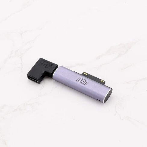 قطعتان من محول من النوع C إلى السطح ومحول من النوع C ذكر إلى أنثى بقدرة 102 وات 15V3A متوافق مع Microsoft Surface Pro 9/8/7/6/5/4/3/X Surface Go in Kuwait