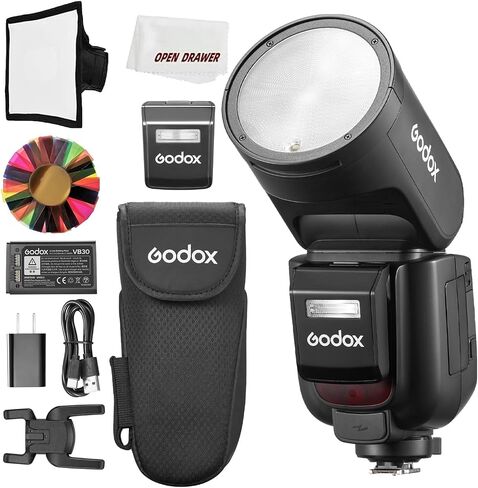 فلاش كاميرا GODOX V1Pro N مستدير الرأس 2.4G X لاسلكي HSS 76Ws E-TTL Li-ion مستدير الرأس Speedlight مع فلاش خارجي SU-1 لنيكون (V1Pro-N) in Saudi Arabia