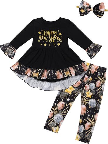 فون كيليزو طفل رضيع ليلة رأس السنة الزي 12M-6T سنوات جديدة الزي طفل فتاة سنوات جديدة طفل فتاة الزي بلوزة بانت مجموعات in Saudi Arabia