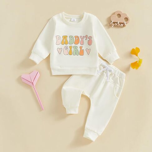 ZyHwShine ملابس الرضع طفل رضيع فتاة رسالة طويلة الأكمام Crewneck البلوز السراويل لطيف الخريف الشتاء الزي 3-24 شهرا in Saudi Arabia
