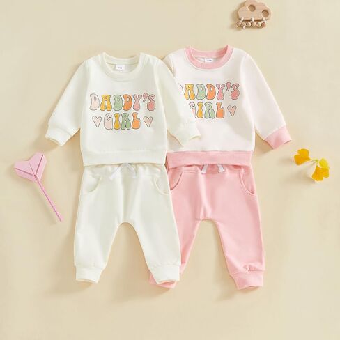 ZyHwShine ملابس الرضع طفل رضيع فتاة رسالة طويلة الأكمام Crewneck البلوز السراويل لطيف الخريف الشتاء الزي 3-24 شهرا in Saudi Arabia