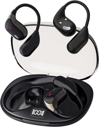 Bluetooth Open Ear Earbuds, Air Conduction Headphones with Hi-Fi Stereo Audio, Touch Control Bluetooth Headphones, Waterproof Sport Earphones with Mic for Android/iOS 500mAh (Black) in Kuwait