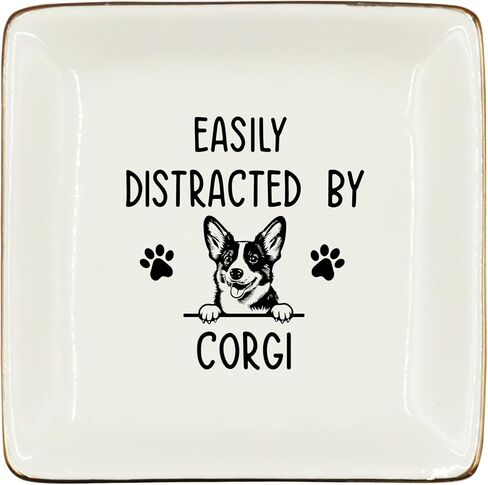 Golden Retriever Gifts Ceramic Jewelry Tray Dish, Easily Distracted by Golden Retriever Dog Mom Jewelry Plate Ring Trinket Dish, Pet Dog Lover Owner Gifts for Women Golden Retriever Lovers 288 in Saudi Arabia