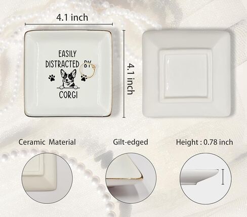 Golden Retriever Gifts Ceramic Jewelry Tray Dish, Easily Distracted by Golden Retriever Dog Mom Jewelry Plate Ring Trinket Dish, Pet Dog Lover Owner Gifts for Women Golden Retriever Lovers 288 in Saudi Arabia