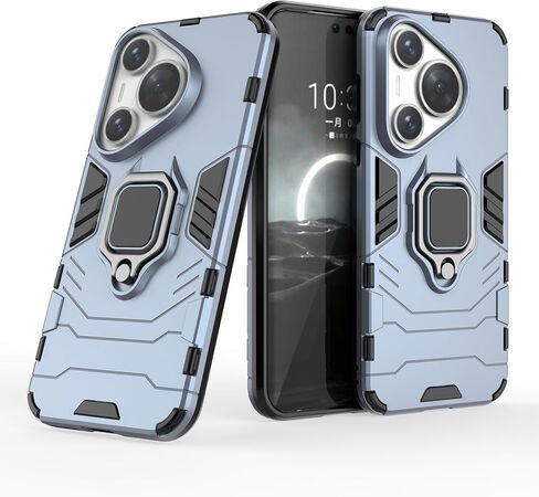 حافظة لهاتف هواوي بورا 70 برو/بورا 70 برو+ حافظة بمسند مع واقي شاشة من الزجاج المقوى [قطعتان]، غطاء هاتف هجين شديد التحمل بطبقة مزدوجة مضادة للخدش، أسود in Kuwait