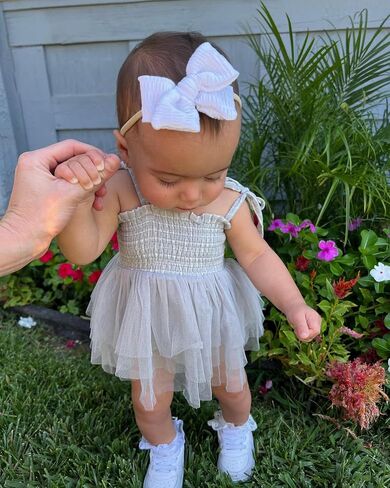 Newborn Toddler Baby Girls Romper Dress Sleeveless Tie Up Strap Print Tulle Tutu Dress Bodysuit Birthday Clothes in Saudi Arabia