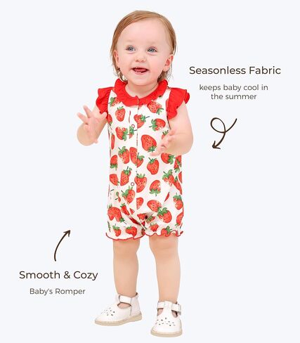 Baby Girl's Romper-Viscose Made from Bamboo, Ruffle Sleeve Jumpsuit Infant Rompers Summer Outfits Soft Clothes in Kuwait