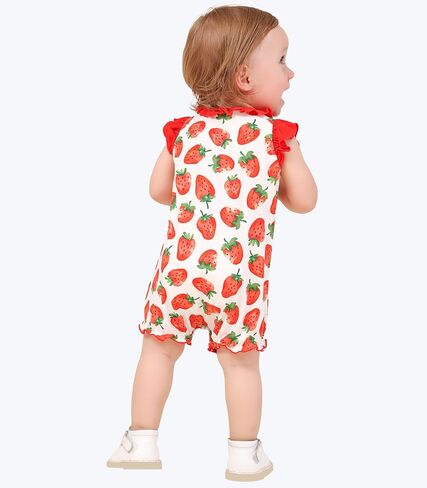 Baby Girl's Romper-Viscose Made from Bamboo, Ruffle Sleeve Jumpsuit Infant Rompers Summer Outfits Soft Clothes in Kuwait