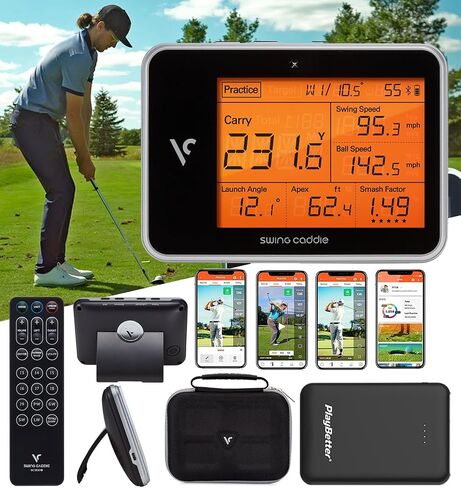 Swing Caddie SC300i Golf Launch Monitor Bundle - Measures Carry/Total Distance, Smash Factor, Apex, Ball Speed - Official Accessories Bundles - Choose from Protective Case, Charger, Gift in Saudi Arabia