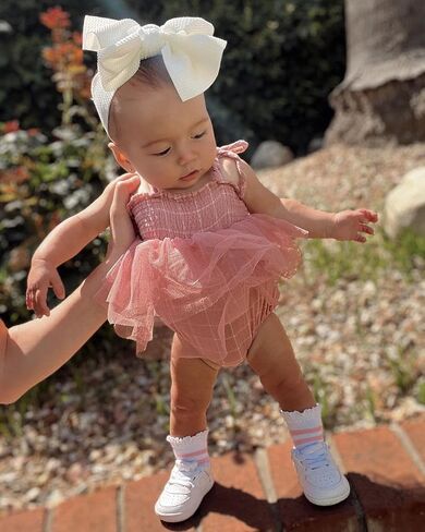 Newborn Toddler Baby Girls Romper Dress Sleeveless Tie Up Strap Print Tulle Tutu Dress Bodysuit Birthday Clothes in Saudi Arabia