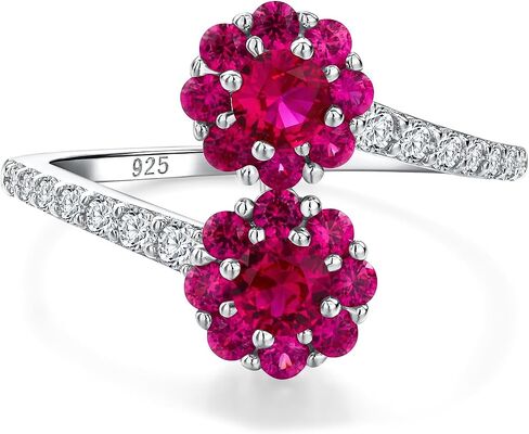 Moissanite Rings for Women 925 Sterling Silver Two Stone Cluster Band Ring Created Moissanite Diamond Engagement Anniversary Ring Size 6-10 (with Gift Box) in Saudi Arabia
