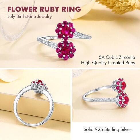 Moissanite Rings for Women 925 Sterling Silver Two Stone Cluster Band Ring Created Moissanite Diamond Engagement Anniversary Ring Size 6-10 (with Gift Box) in Saudi Arabia