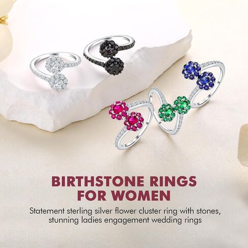 Moissanite Rings for Women 925 Sterling Silver Two Stone Cluster Band Ring Created Moissanite Diamond Engagement Anniversary Ring Size 6-10 (with Gift Box) in Saudi Arabia