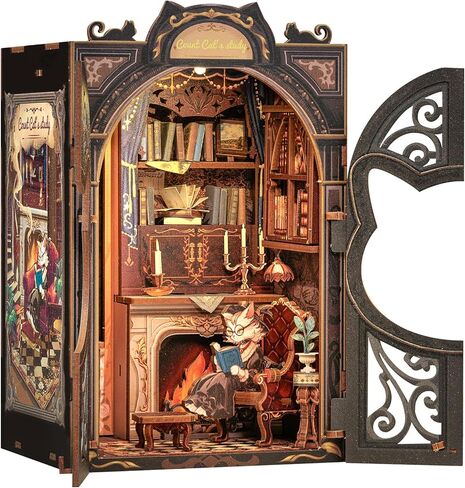 CUTEBEE DIY Book Nook Kit, Miniature House Dollhouse Kit for Adults Teens, Booknook Bookshelf Decor Alley, Model Build-Ancient Chinese Heroine DIY Gift Idea with LED Light (The Legend of Mulan) in Kuwait