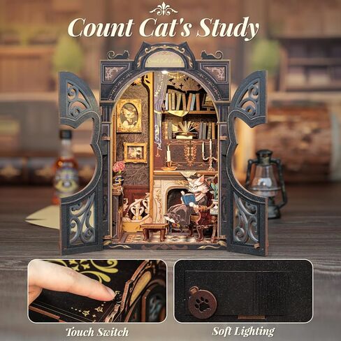 CUTEBEE DIY Book Nook Kit, Miniature House Dollhouse Kit for Adults Teens, Booknook Bookshelf Decor Alley, Model Build-Ancient Chinese Heroine DIY Gift Idea with LED Light (The Legend of Mulan) in Kuwait