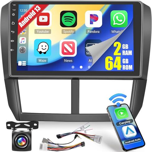 [8-Core 4+64G] ستيريو سيارة Ohradio Android 13 لسيارة Subaru Forester Impreza WRX STI 2008-2012، راديو CarPlay اللاسلكي Android Auto، شاشة لمس 9 بوصات راديو السيارة GPS Mirror Link WiFi كاميرا احتياطية BT FM RDS in Saudi Arabia