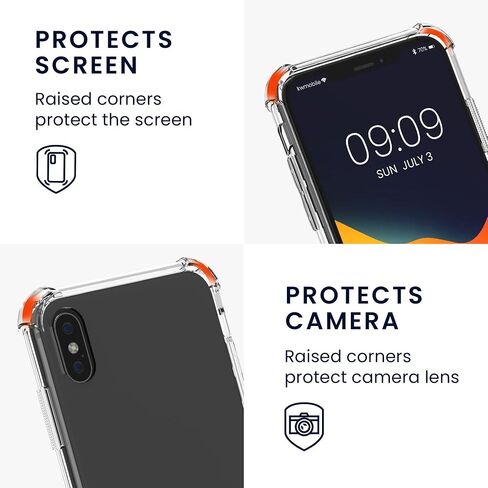 kwmobile Crossbody Case Compatible with Apple iPhone Xs Case - Clear TPU Phone Cover w/Lanyard Cord Strap - Black/Transparent in Saudi Arabia