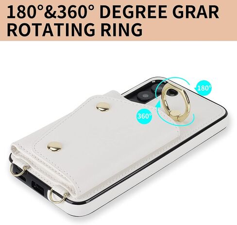 for Samsung Galaxy S23 Plus / S23+ Phone Case for Women, Crossbody Wallet Case with Credit Card Holder Lanyard Shockproof Purse Kickstand Case for Samsung Galaxy S23 Plus.Crossbody White in Saudi Arabia