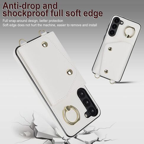 for Samsung Galaxy S23 Plus / S23+ Phone Case for Women, Crossbody Wallet Case with Credit Card Holder Lanyard Shockproof Purse Kickstand Case for Samsung Galaxy S23 Plus.Crossbody White in Saudi Arabia