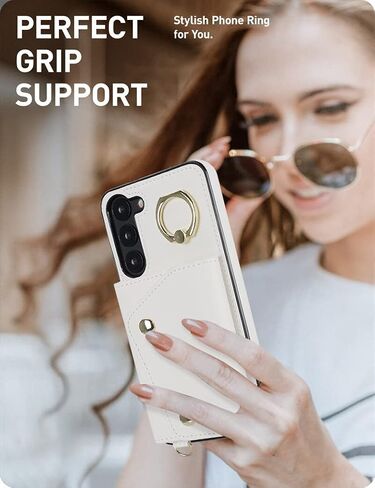 for Samsung Galaxy S23 Plus / S23+ Phone Case for Women, Crossbody Wallet Case with Credit Card Holder Lanyard Shockproof Purse Kickstand Case for Samsung Galaxy S23 Plus.Crossbody White in Saudi Arabia
