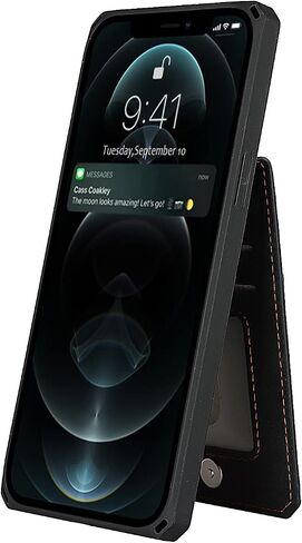 حافظة Cavor لهاتف iPhone 12 Pro Max مع حامل بطاقة، حافظة محفظة iPhone 12 Pro Max للنساء، حافظة iPhone 12 Pro Max Magsafe مغناطيسية، حافظة هاتف iPhone 12 Pro Max Crossbody مع حزام - أسود in Saudi Arabia