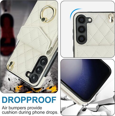 for Samsung Galaxy S23 Plus / S23+ Crossbody Wallet Case, PU Leather with Card Holder Kickstand Lanyard Cover for Women Case for Samsung Galaxy S23 Plus.Lanyard White in Saudi Arabia