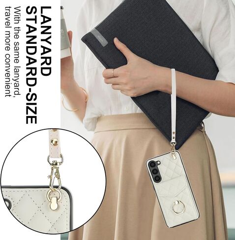 for Samsung Galaxy S23 Plus / S23+ Crossbody Wallet Case, PU Leather with Card Holder Kickstand Lanyard Cover for Women Case for Samsung Galaxy S23 Plus.Lanyard White in Saudi Arabia
