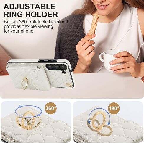 for Samsung Galaxy S23 Plus / S23+ Crossbody Wallet Case, PU Leather with Card Holder Kickstand Lanyard Cover for Women Case for Samsung Galaxy S23 Plus.Lanyard White in Saudi Arabia