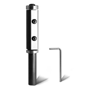 Flush Trim Router Bit 1/2'' Shank Top and Bottom Double Bearings Flush Trim Router Bit 3/4" Cutting Diameter 2.36" Cutting Length, Pattern Template Router Bit for Woodworking Trimming, 2pcs Inserts