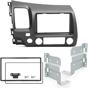 NuIth Double DIN Radio Dash Kits for 2006-2011 Honda Civic 2Din Stereo Mount Housing Bracket W/Passenger Airbag Button, Civic Trim Bezel Kit Installation Aftermarket Stereo