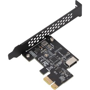 PCIE to Type E Riser Card Expansion Card, USB3.2 PCI E Riser Card for Win XP 7 8 10 11 Linux, ASM1042A Master Control, PCIE to USB3.2 GEN1 5Gbps Type C Front (Black)