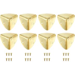 uxcell 8 Pcs Decorative Box Corner Cover, 40mm Metal Edge Guard, Furniture Corner Edges Protector with Screws, Gold