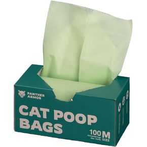 Panther Armor Cat Litter Bags, 100 Large Unscented Cat Poop Bags, 16x12in Super Large Kitty Litter Bags, Leak Proof Litter Box Trash Bags, Odor Proof Cat Litter Disposal Bags
