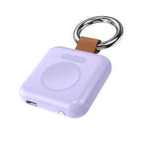 Portable Wireless Charger for Apple Watch 1200mAh, Compatible with Apple Watch Series 9/8/UItra/7/6/5/4/3/2/1SE, Compact Magnetic iWatch Charger Keychain Style Travel Essentials (Beige)