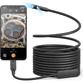 Dual Lens Endoscope Camera, Anykit 1.0MP Borescope with 8 LED Lights, Endoscope with 16.5ft Semi-Rigid Snake Camera, IP67 Waterproof Inspection Camera for for iPhone, iPad, OTG Android Phone