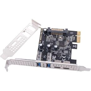 chenyang 4 Port PCI-E 1X to 2 USB 3.0/USB C HUB PCI Express Expansion Card Adapter with 80/120mm PCI-E Slot Bracket with Extra SATA Power in Kuwait
