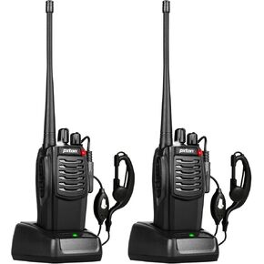 S1 walkie talkies for Adults with earpieces and Rechargeable 1500mAh Li-ion Battery，walkie Talkie has VOX，TOT，Emergency Alarm，Battery Low Alert，Flashlight，Scan Function（2 Pack）