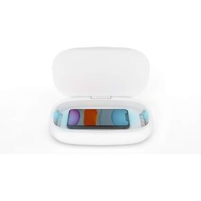 Cell Phone Sanitizer Universal Cell Phone Charger Box | 360-Degree UV-C Light Sanitizer | Disinfects and Charges All Phones with a 9.7W Fast Wireless Charger | Aromatherapy