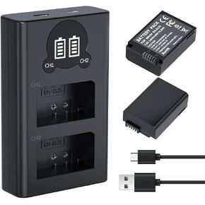 LP EN-EL25 Battery and Charger, 2-Pack 1800mAh EN-EL25A Batteries for Nikon Z30 / Z50 / Zfc, Rechargeable Camera Battery for Nikon Z30, Z50, Zfc, Fits for Nikon Charger MH-32-4333