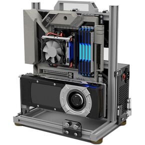 EDIY PC Test Bench Open Air Computer Case ATX ITX UMATX MATX Motherboard Chassis Aluminum Bracket DIY Bare Frame ATX Support 120 240 360 Liquid Cooling Silver