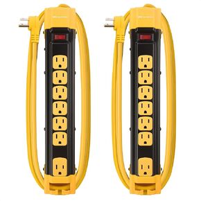 [ETL Listed] Cable Matters 2-Pack, 7-Outlet Heavy Duty Surge Protector Power Strip with 8 ft Cord, 1350 Joules, Wall-Mountable Design, Spaced Outlet for Large Plugs, Ideal for Workshops and Garages