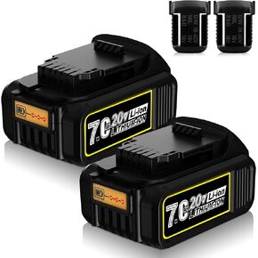 Upgraded 2 Pack 7.0Ah DCB207 Battery Replace for Dewalt 20V Max Battery, Compatible with Dewalt 20V Battery Cordless Power Tools DCB206, DCB200, DCB201, DCB203, DCB204, with 2pcs Battery Holder