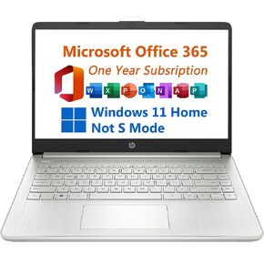 HP 14" Laptop, One Year Office 365 Included, Intel 4-Core N4120 Processor 2.6 GHz, 11 Hours Long Battery Life, 16GB RAM, 128GB eMMC Storage + 128GB Micro SD Card, USB-C, Windows 11 Home (NOT S Mode)