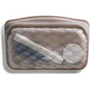 Stasher Reusable Silicone Makeup Bag, Storage Bag Organizer, Dishwasher Safe, Leak-free, Bundle 3-Pack, Taupe