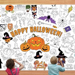 Easter Coloring Tablecloth for Kids, Happy Easter Bunny Egg Paper Table Runner, Disposable Color-in Paper Table Cover for Children Activity Easter Party Favors School Supplies, 29 x 70 inch