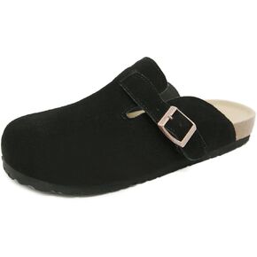 Dumalum Women's Suede Clog Leather Mules Arch Support Potato Shoes with Comfort Cork Footbed - Clogs for Women Men Unisex Antislip Slippers Sandals
