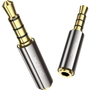 MOSWAG 3.5mm to 2.5mm Audio Headphone Adapter, 1/8'' Male to 2.5mm Female Stereo Audio Connector Gold Plated Compatible with iPhone, iPod, MP3 Player, CD Player, Smartphone, Tablet, Earphone 2Pack