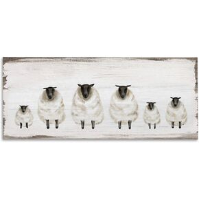 Stupell Industries Fluffy Farm Sheep Herd Rustic Country Animals, Design by Daphne Polselli Canvas Wall Art, 13x30, Gray