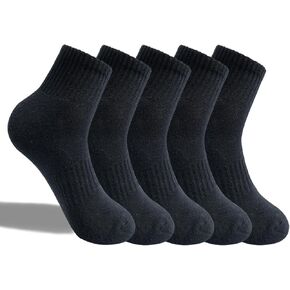 HDOUY High Quality Black Men Sports Socks | Moisture-Wicking & Cushioned | Size 6.5-12 | Ideal for Running & Athletics (6 Pairs)