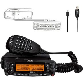 Quad Band Mobile Radio TYT TH-9800 Plus 50W Ham Radio Base Station 10M 6M 2M 70CM Amateur Transceiver for Vehicle Car Road Trip Hiking Cross-Band, Detachable Front Panel, Microphone, Programming Cable